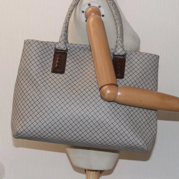 BOTTEGA VENETA Hand Bag PVC Leather Gray Auth bs15475 - Picture 15 of 16